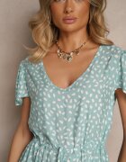 j&x Rochie evazată albastru deschis din bumbac și cu motiv geometric Mevelaia