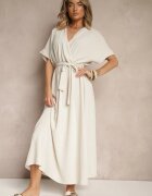 j&x Rochie Evazată Bej cu Bumbac și curea Lunapinia