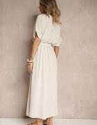 j&x Rochie Evazată Bej cu Bumbac și curea Lunapinia