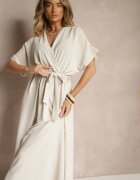 j&x Rochie Evazată Bej cu Bumbac și curea Lunapinia