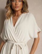 j&x Rochie Evazată Bej cu Bumbac și curea Lunapinia