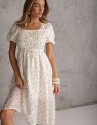 j&x Rochie evazată din Tencel în stil Babydoll cu imprimeu floral Harele Bej deschis