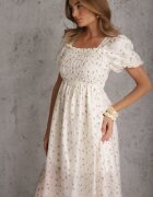 j&x Rochie evazată din Tencel în stil Babydoll cu imprimeu floral Harele Bej deschis