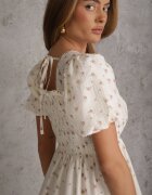 j&x Rochie evazată din Tencel în stil Babydoll cu imprimeu floral Harele Bej deschis