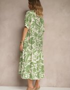 j&x Rochie Evazată Verde din Viscoză cu Volan Filesenia