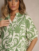 j&x Rochie Evazată Verde din Viscoză cu Volan Filesenia