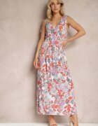 j&x Rochie Florală Alb-roz cu elastic în talie și decolteu în V Vialessia