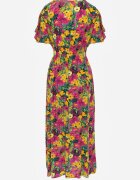 j&x Rochie Galben-Fuchsia Evazată Maxi cu Elastic în Talie din Viscoză Femia