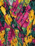 j&x Rochie Galben-Fuchsia Evazată Maxi cu Elastic în Talie din Viscoză Femia