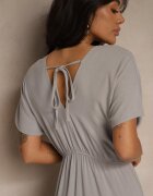 j&x Rochie Gri din Viscoză și In cu Legare la Spate Kolissea