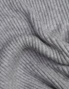 j&x Rochie Gri Mulată cu Guler înalt și din Tricot Striaț Mariase