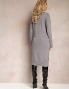 j&x Rochie Gri Tricotată cu Guler Înalt Pacienas