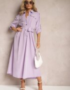 j&x Rochie lungă mov deschis cu poale evazate și bust tip cămașă Kitesi