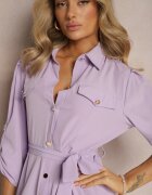j&x Rochie lungă mov deschis cu poale evazate și bust tip cămașă Kitesi