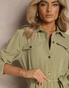j&x Rochie Lungă Verde deschis cu fustă evazată și top tip cămașă Kitesi