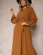 j&x Rochie Maro Cloș Maxi Plisată Cu Cordon în Talie Terilla