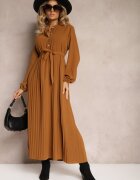 j&x Rochie Maro Cloș Maxi Plisată Cu Cordon în Talie Terilla