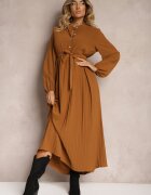 j&x Rochie Maro Cloș Maxi Plisată Cu Cordon în Talie Terilla