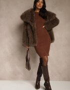 j&x Rochie Maro Tricotată Mulată din Bumbac Reileta