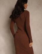 j&x Rochie Maro Tricotată Mulată din Bumbac Reileta