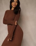 j&x Rochie Maro Tricotată Mulată din Bumbac Reileta
