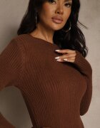 j&x Rochie Maro Tricotată Mulată din Bumbac Reileta