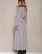 j&x Rochie Maxi Cloche Gri închis Plisată Legată în talie Terilla