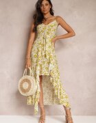 j&x Rochie Maxi cu spate mai lung și bretele subțiri verde deschis și albă Stanisa