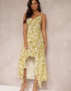 j&x Rochie Maxi cu spate mai lung și bretele subțiri verde deschis și albă Stanisa