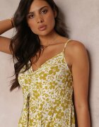 j&x Rochie Maxi cu spate mai lung și bretele subțiri verde deschis și albă Stanisa