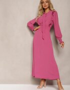 j&x Rochie maxi roz închis cloș cu volane și legătură la decolteu Pallam