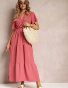 j&x Rochie Maxi Roz închis cu elastic în talie și decolteu adânc Chemiste