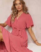 j&x Rochie Maxi Roz închis cu elastic în talie și decolteu adânc Chemiste