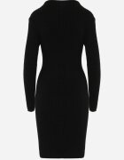 j&x Rochie Mini Neagră din tricot striat și croi mulat Theresia