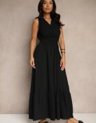 j&x Rochie Neagră Cloș în stil Petrecut cu elastic în talie Filadira