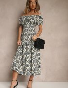j&x Rochie Neagră cu bumbac ornată cu mâneci bufante Revalle