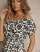 j&x Rochie Neagră cu bumbac ornată cu mâneci bufante Revalle