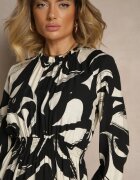 j&x Rochie Neagră cu Bumbac și Model Abstract Tersedi