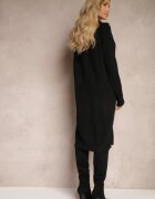 j&x Rochie Neagră cu Lână și Bumbac Ornată cu Fermoar și Guler Leralina