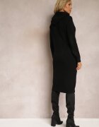 j&x Rochie Neagră de lână cu dungi cu glugă Opiuda