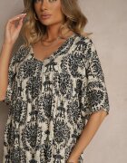 j&x Rochie Neagră din Bumbac și cu Motiv Abstract Filarella