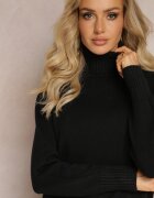 j&x Rochie Neagră Din Tricot Cu Guler Înalt Pacienas