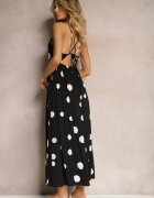 j&x Rochie neagră din viscoză cu elastic în talie și legătură la gât și spate Kamaries