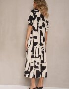 j&x Rochie Neagră din Viscoză Decorată cu Motiv Geometic Filorea