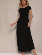 j&x Rochie Neagră din Viscoză în Stil Spaniol Decorată cu Volane Jenalena
