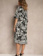 j&x Rochie Neagră fason cutie Decorată cu imprimeu vegetal și legătură la decolteu Miranissa