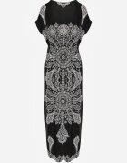 j&x Rochie Neagră Maxi cu Model Etnic Josanie
