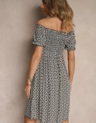 j&x Rochie Neagră Spaniolă din Vâscoză cu Model Floral Mevandra