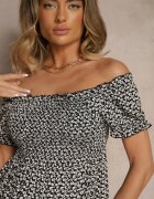j&x Rochie Neagră Spaniolă din Vâscoză cu Model Floral Mevandra