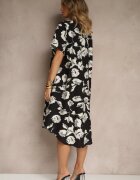 j&x Rochie Neagră tip cutie din Viscoză cu imprimeu floral Aranolia